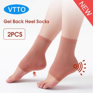 VTTO แผ่นป้องกันส้นเท้าเจลเคสโทรศัพท์กันกระแทกส้นเท้าด้านหลัง2ชิ้นแผ่นซิลิโคนป้องกันการแตกให้ความชุ่มชื้น Bantal Alas Plantar Fasciitis