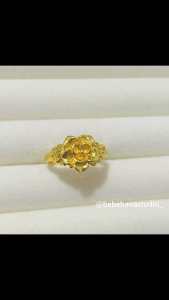 🌹[Rose] 24K Gold Plated Ring 916 Cincin Emas Korea/ Gold-plated Ring Womens Flower Finger Ring Cincin Emas Bangkok