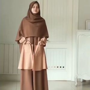 [COD]✅ Elbina Set Dress Muslimah Syari Gamis + Outer + Khimar Wanita Dewasa Model Terbaru Size S M L XL Premium