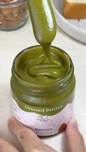 เนยถั่วคลีน เนยถั่วอัลมอนด์ รสมัทฉะ เนื้อละเอียด Almond butter ไม่ใส่น้ำตาล