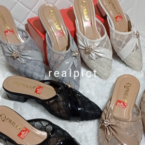 sandal brukat wanita hak 3 cm | heels brukat pita | sandal mules wanita kekinian | sandal selop wanita | heels brukat pita samping | heels 3 cm | heels hak tahu 3 cm | heels wanita bisa cod