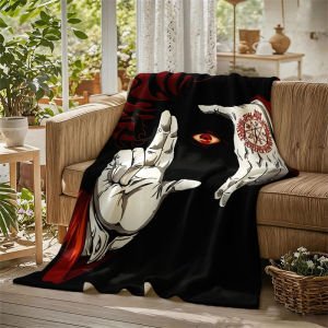BILIBILI | Anime Eye Pentagram Chăn Flannel Đỏ 100% Polyester Chống Đóng Cọc Tatting Lông Cừu San Hô Cho Ghế Sofa Văn Phòng Giường Du Lịch Cắm Trại Chăn Đa Năng