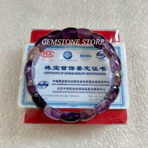 GELANG BATU ALAM AMETHYST DAN ROSE QUARTZ BERSERTIFIKAT