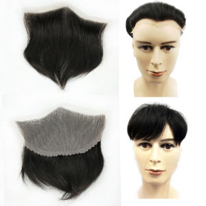 7X15cm M-shaped Hairline Invisible Lace Frontal Human Hair Men Forehead Front Toupee