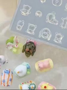 Cute Animal Collection 3D Silicone Nail Mold Puppy Cat Duck DIY Embossed Nail Art Decor