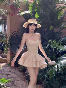 Plus Size Pure Desire Spicy Girl Asymmetrical Strapless Dress High Waist Zippered Work Clothing K-style Spring Summer Sleeveless Short Skirt