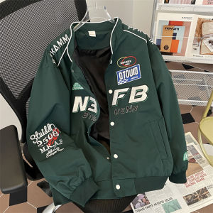 เสื้อแจ็คเก็ตคาร์เรซซิ่งคอตั้งฤดูใบไม้ผลิ 2025 ใหม่ เสื้อกั๊กมอเตอร์ไซค์ แบรนด์เทรนด์ใหม่ ดีไซน์เล็ก แฟชั่นสำหรับผู้ชาย