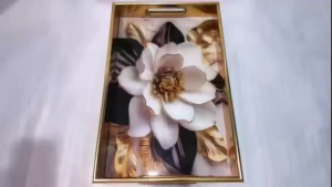 Elegant Pattern Tray - Multiuse for Coffee Fruits Snacks & Tea Stylish Serving Tray Glass crafts