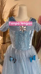 Dress Cinderella biru dan pink kupu-kupu/baju princess anak perempuan Cinderella Usia 3-8 Tahun