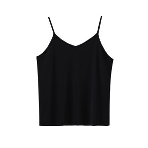Cool Feeling Ice Silk Camisole Womens Inner Wear Loose Slim Looking Summer Pure Color All-Match White Bottoming Shirt Tops Outerwear