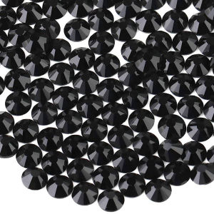 เพชร Swarovski Pure Black Flat Bottom Rhinestones สำหรับชุดเต้นรำ DIY ประดับเพชรคริสตัลสีดำ อุปกรณ์ตกแต่งเครื่องประดับ