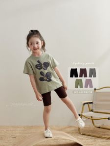 Sonnykids Girls Summer Thin Ice Soft Cotton Base Layer Pants Comfortable Five-Point Safety Pants Children Riding Pants Casual Style