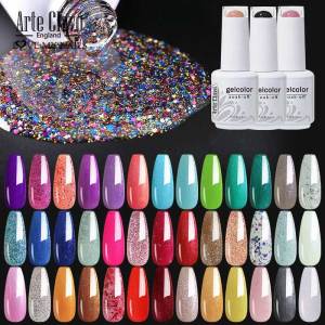 Arte Clavo Glitter Gel Nail 15ml Semi Permanent Soak Off UV Gel Varnish Nail Manicure Top Base Coat Gel Polish Art Decoration