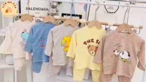 Bộ quần áo dài tăm 5 màu mềm mịn cho bé trai bé gái