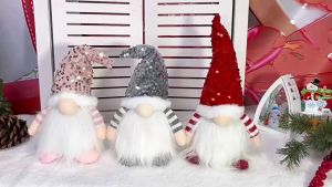 Christmas High-end Decorations with Lights ~ Sequin Hat Luminous ~ Doll Rudolph ~