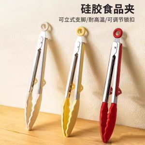 Kẹp Thực Phẩm Bằng Silicon Chống Bỏng Bằng Thép Không Gỉ Dùng Trong Nhà Bếp Kẹp Thịt Bít Tết Kẹp Nướng Kẹp Nướng BBQ Chuyên Dụng