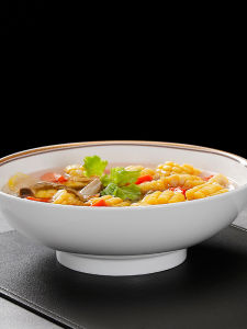 Bát Canh Tròn Bằng Gốm Sứ Cao Cấp Có Viền Vàng Bát Canh Dùng Tại Nhà Và Khách Sạn Bát Canh Cá Mè Chua Sáng Tạo Bát Canh Kiểu Bắc Âu