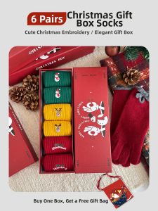 Christmas Embroidered Warm Crew Socks