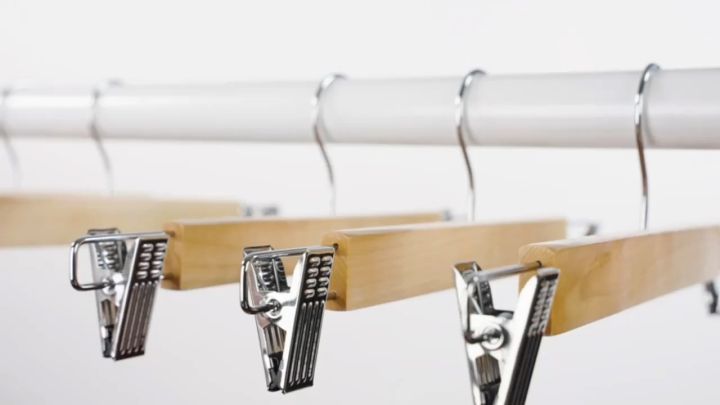 Wooden Hangers Skirt Pants Clothes Hangers with Clips 360° Swivel Hook Heavy Hangers Adjustable