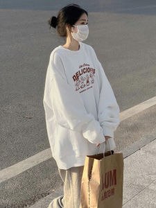 GUAICAI | Womens Slim Fit Lazy Comfort Style Long Sleeve White Round Neck Sweater