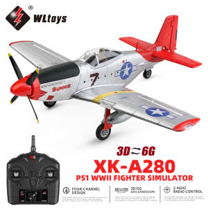 ST【In stock】【Original Available】2023 New WLtoys XK A280 RC Airplane P51 Fighter Simulator 2.4G 3D6G Mode Aircraft with LED Searchlight Plane Toys for Children