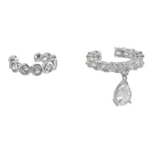 SRRMHYN ต่างหูแบบห่วงหินเซอร์โคเนียสำหรับผู้หญิง แฟชั่นไม่มีรูหู เครื่องประดับหูแบบเรียบง่ายและหรูหรา