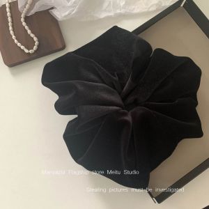 Extra Large Velvet Hair Ties Black for Autumn Winter Small Face Appearance Back of Head Bun Hair Bands Velvet Hair Rings