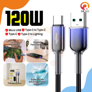 [RO ACC] NANVAN NVN-KD70 KABEL FAST CHARGING 120W BRAIDED DESAIN TRANSPARAN FOR TYPE C/TYPEC TO IPHONE
