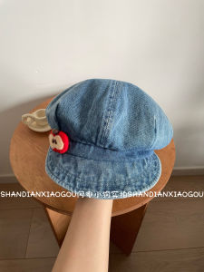 Original Design Apple Felt Cowboy Octagonal Hat Lightning Dog Style Japanese Artistic Retro Beret Short Brim round Top Cap