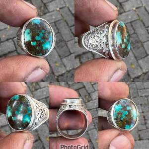 Cincin Batu Pirus Persi Natural Turquoise Batu Pyrus Persia Batu Turqoise Dim 17x13