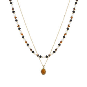 Elegant Tiger Eye Stone Drop Earrings Womens Fashion Jewelry Vintage French Style Autumn Winter High-End Feeling Ear Jewelry