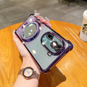 OPPO Reno 12 11 10 Pro 5G เคส OPPO Reno 11F 12F 5G เคส OPPO Reno 12 11 10 5G OPPO Reno 8T 8Z 7Z 8T 8 5G ใสเยลลี่เคสกันกระแทกพร้อมตัวป้องกันเลนส์กล้องถ่ายรูปส่องแสงประกายระยิบระยับสง่างามฝาหลังที่วางขาตั้งกระจกเคส