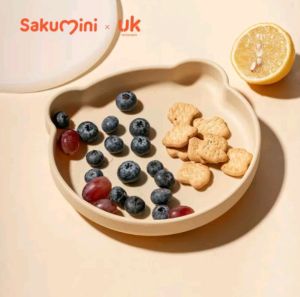 Sakumini Silicone Suction Plate Piring Silikon Belajar Anak Beruang