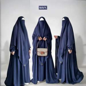 ANIQ Abaya Set Frenchkhimar Instan Crinkel By Hasna Moslem