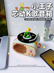 Prince Black Vinyl Record Player Retro Bluetooth Speaker High Sound Quality Wireless Microphone Karaoke Compact Size Vinyl Player