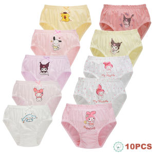 Sanrio | 5/10 Pieces Cotton Girls Triangle Panties Cute Characters Kuromi Melody Cinnamoroll Cartoon Children Underwear Soft Girls Briefs