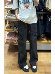 กางเกงทำงานแห้งเร็วสีดำสำหรับผู้ชาย กางเกงขายาวทรงตรงลำลองสำหรับกลางแจ้ง กางเกงขายาวทรงตรงสำหรับเล่นกีฬากลางแจ้งแบบบาง