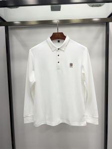 Non-Saints Mens Classic Collar Long Sleeve T-Shirt Silk Cotton Casual Wear Breathable Comfortable Polyester Blend Travel Ready