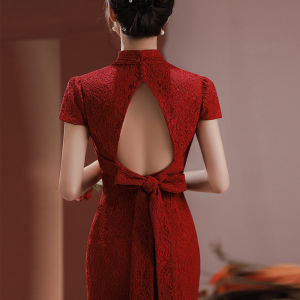 Engagement Dress Lace Cheongsam Toast Dress Young Bride Fancy Wedding Chinese Style out Light Yarn Classy