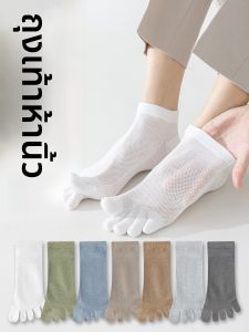 JINGCHI | ถุงเท้าผู้ชาย ถุงเท้ากลางน่อง 5 นิ้ว ผ้าฝ้ายแท้ ระบายอากาศได้ดี บาง ป้องกันกลิ่น ป้องกันเชื้อรา ฤดูใบไม้ร่วง สีขาว