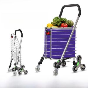 Portable Folding Aluminum Alloy Shopping Cart Large Hand-Pulled Four-Wheel Luggage Car Hand-Pulled Small Cart Vegetable Buying Car