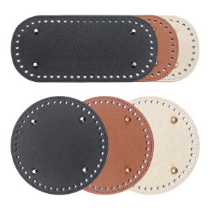 1pc DIY Leather Oval & Circle Bottom Base Material for DIY Weaving Yarn Thread Handbag Handicraft Crochet & Knitting Accessory