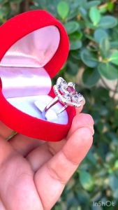 แหวนพลอยสปีแนล(Spinel)เรือนเงินแท้ 92.5% เคลือบทองคำขาว ไซส์นิ้ว 54 หรือ 7 US สินค้าส่งในกล่องเครื่องประดับ พร้อมใบรับประกัน