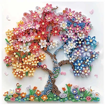Special Shape Diamond Art Painting Kits for Adult and BeginnersColorful Tree Diamond Art Painting for Home Wall Decoration Gift