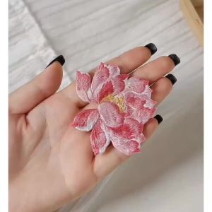 DUTRIEUX | Iron On Lotus Embroidery Patches Floral Fabric Applique for Clothes Repair Jeans Dress Bag DIY Decoration