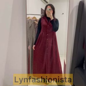 CARDIGAN WANITA PANJANG FASHION MUSLIMAH SEMI RAJUT MOTIF HONSUT KANCING HIDUP/752