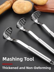 Home Kitchen 304 Stainless Steel Potato Masher Convenient Food Auxiliary Tool Garlic Masher Easy to Use Cooking Utensil