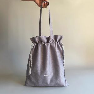 Large Solid Color Woven Rope Ladies Shoulder Bag Eco-Friendly Shopping Bag for Work And Study Polyester Foldable Tote Bag