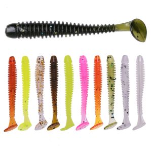 10pcs/lot Soft Silicone Lure Rubber Worm Trubs T Tail Artificial Fake Bait Suit For Fishing Baits Shad Wobblers Swimbait