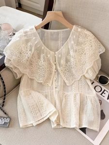 TIANANQI | French Lace Embroidery Patchwork Summer Style Blouse